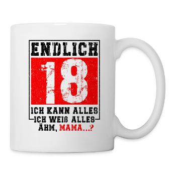 18th Birthday Boy Girl 18 Years Funny Gift - Tasse - Weiß - Rechts