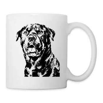 Image d’un Rottweiler dans un logo classique. - Mug blanc - blanc - Droite