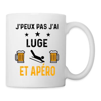 J'peux pas j'ai luge et apéro - Mug blanc - blanc - Droite