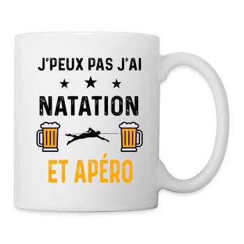 J'peux pas j'ai natation nageur et apéro - Mug blanc - blanc - Droite