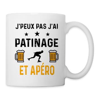J'peux pas j'ai patinage et apéro - Mug blanc - blanc - Droite