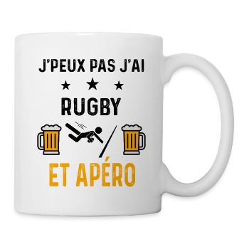 J'peux pas j'ai rugby et apéro - Mug blanc - blanc - Droite