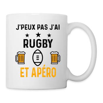 J'peux pas j'ai rugby ballon et apéro - Mug blanc - blanc - Droite