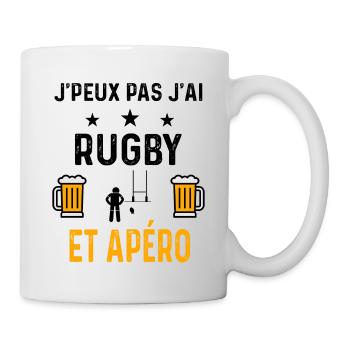 J'peux pas j'ai rugby sport et apéro - Mug blanc - blanc - Droite
