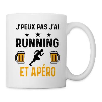 J'peux pas j'ai running et apéro - Mug blanc - blanc - Droite