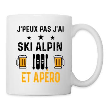J'peux pas j'ai ski alpin et apéro - Mug blanc - blanc - Droite