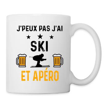 J'peux pas j'ai ski et apéro - Mug blanc - blanc - Droite