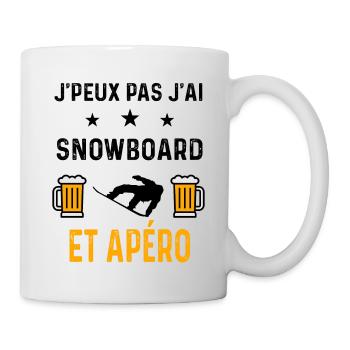 J'peux pas j'ai snowboard et apéro - Mug blanc - blanc - Droite