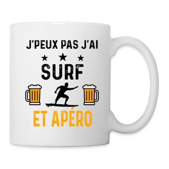 J'peux pas j'ai surf board et apéro - Mug blanc - blanc - Droite
