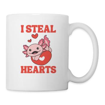 Axolotl zum Valentinstag ich stehle Herzen - Tasse - Weiß - Rechts