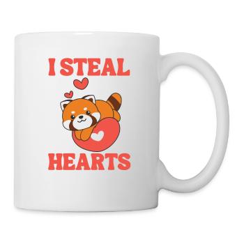 Roter Panda zum Valentinstag ich stehle Herzen - Tasse - Weiß - Rechts