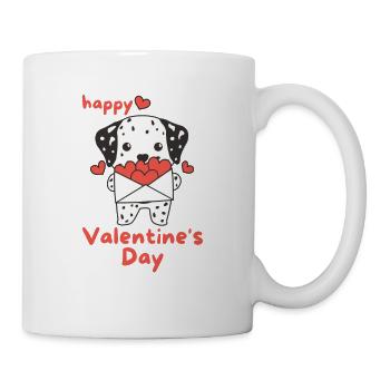 Dalmatiner zum Valentinstag süße Tiere mit Herzen - Tasse - Weiß - Rechts
