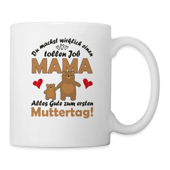 Muttertag Geschenk Beste Mama Süße Bären - Tasse - Weiß - Rechts