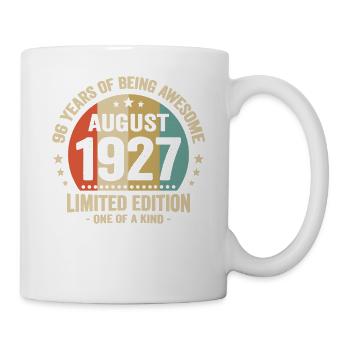 August 1927 96 Jahre Jubiläumsgeschenk - Tasse - Weiß - Rechts