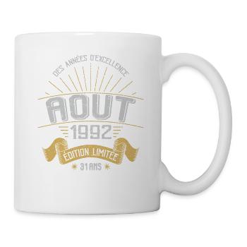 Août 1992 31 Ans Anniversaire Vintage Cadeau - Mug blanc - blanc - Droite