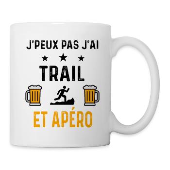 J'peux pas j'ai trail et apéro - Mug blanc - blanc - Droite