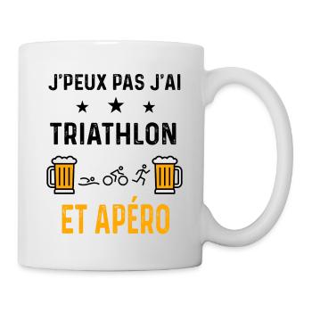 J'peux pas j'ai triathlon et apéro - Mug blanc - blanc - Droite
