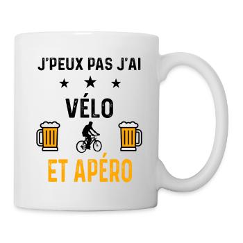 J'peux pas j'ai vélo vtt et apéro - Mug blanc - blanc - Droite