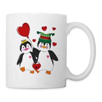 Pingouins amoureux Saint-Valentin - Mug blanc - blanc - Droite