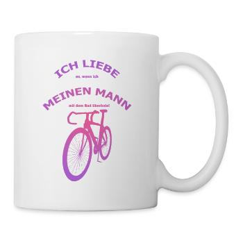Rennrad Liebe meinen Mann! Perspektive Rosa - Tasse - Weiß - Rechts