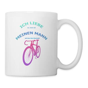 Rennrad Liebe meinen Mann! Perspektive Türkis-Rosa - Tasse - Weiß - Rechts