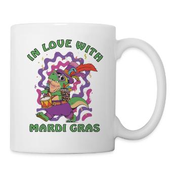 Dinosaur célèbre le défilé du carnaval de Mardi Gra - Mug blanc - blanc - Droite