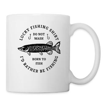 Das ist mein Glücks Shirt Hecht Angler Fischer - Tasse - Weiß - Rechts