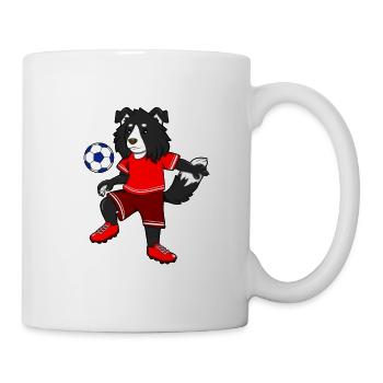 Comic Border Collie joue au football - Mug blanc - blanc - Droite