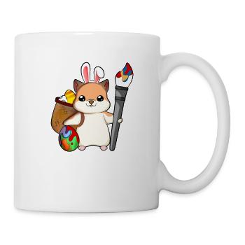Cute hamster paints Easter eggs - Mug - white - Right