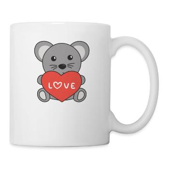 Souris pour la Saint-Valentin animaux mignons avec des cœurs - Mug blanc - blanc - Droite