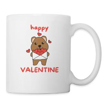 Quokka zum Valentinstag süße Tiere mit Herzen - Tasse - Weiß - Rechts