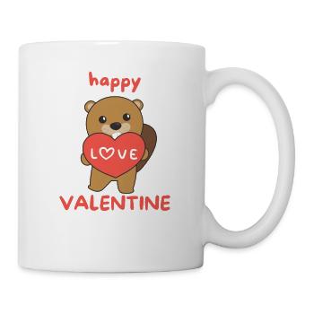 Biber zum Valentinstag süße Tiere mit Herzen - Tasse - Weiß - Rechts