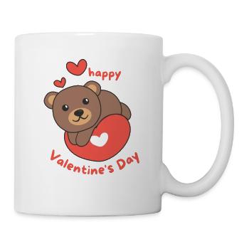 Bär zum Valentinstag süße Tiere mit Herzen - Tasse - Weiß - Rechts