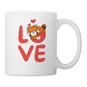 Roter Panda zum Valentinstag süße Tiere mit Herzen - Tasse - Weiß - Rechts