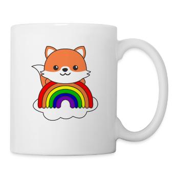 Fuchs bunter Regenbogen für Kinder süßes Fuchs - Tasse - Weiß - Rechts