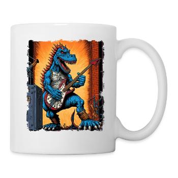 T Rex Dinosaur Guitar Rock - Mug - white - Right