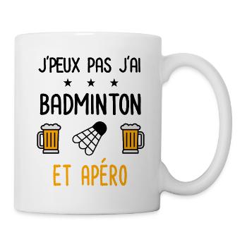 J'peux pas j'ai badminton apéro - Mug blanc - blanc - Droite