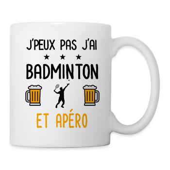 J'peux pas j'ai badminton homme apéro - Mug blanc - blanc - Droite