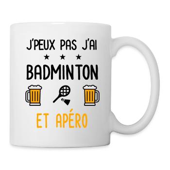 J'peux pas j'ai badminton raquette apéro - Mug blanc - blanc - Droite