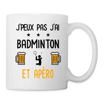 J'peux pas j'ai badminton sport apéro - Mug blanc - blanc - Droite