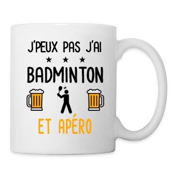 J'peux pas j'ai badminton joueur apéro - Mug blanc - blanc - Droite