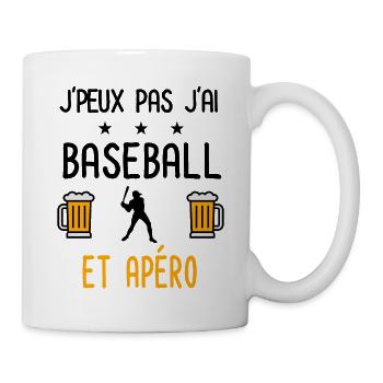 J'peux pas j'ai baseball baseballeur apéro - Mug blanc - blanc - Droite