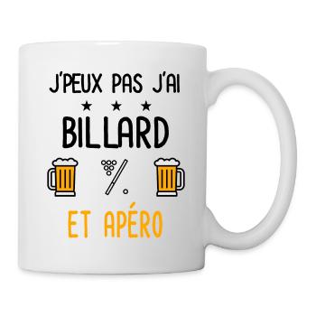 J'peux pas j'ai billard queue apéro - Mug blanc - blanc - Droite