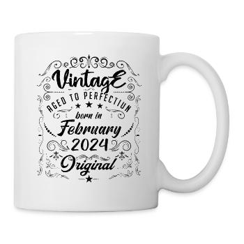 Jahrgang geboren im Februar 2024 Jubiläum Februar - Tasse - Weiß - Rechts