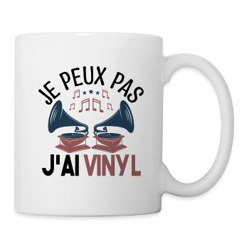 Je peux pas j'ai vinyle Cadeau amoureux de musique - Mug blanc - blanc - Droite