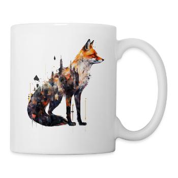 Fuchs Kunst Tiere Tiermotiv Waldtiere Geschenk - Tasse - Weiß - Rechts