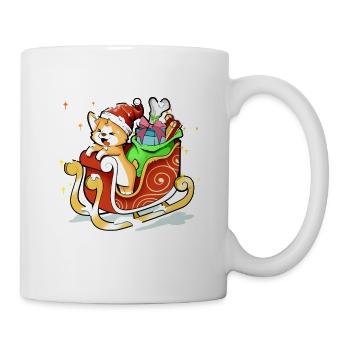 Schlittenfahrt im Schnee - Corgi Weihnachten - Tasse - Weiß - Rechts