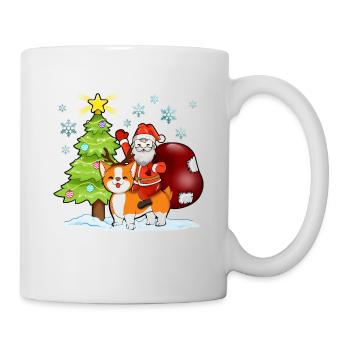 Weihnachtsmann reitet Corgi Weihnachten - Tasse - Weiß - Rechts