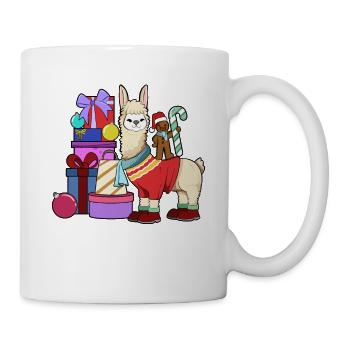 Mit Lebkuchenmann - Lama Weihnachten - Tasse - Weiß - Rechts