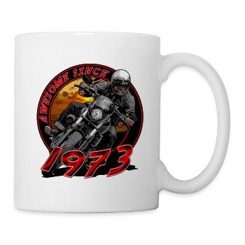 Awesome since 1973, Biker Geburtstag - Tasse - Weiß - Rechts